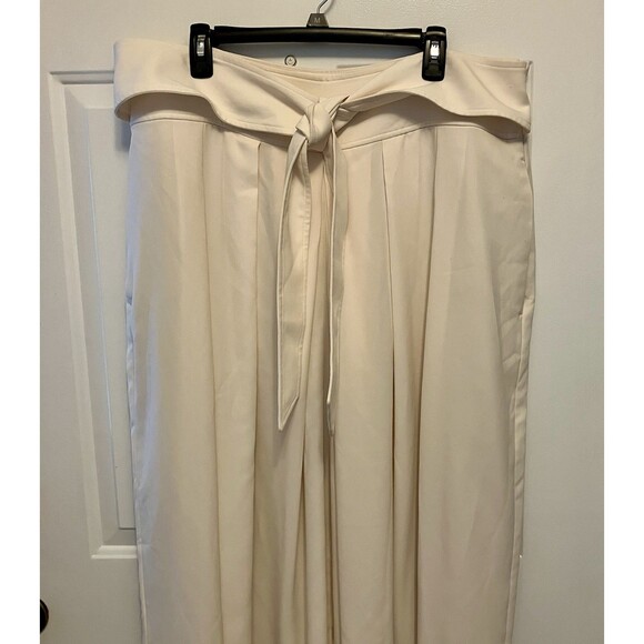 Lauren Ralph Lauren Black Label Plus Sz 18 Georgette Wide Leg Crop Pants Ivory - Picture 2 of 8